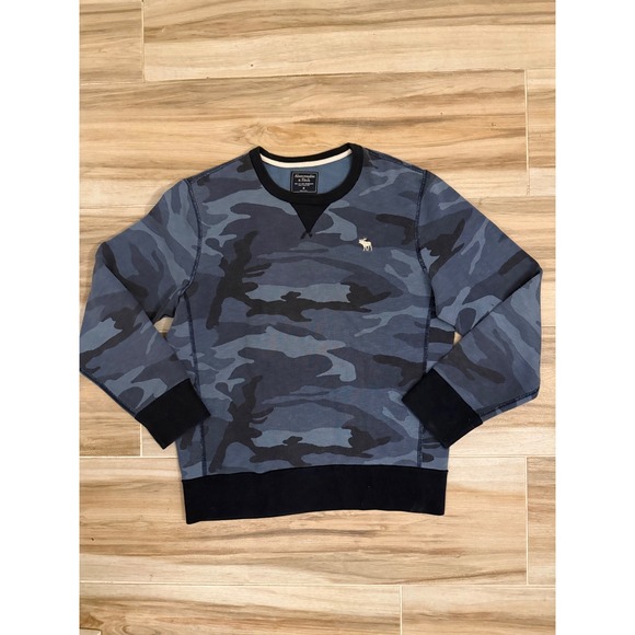 Abercrombie & Fitch Other - Abercrombie & Fitch Mens Blue Camo Moose Logo Crewneck Sweatshirt Size M